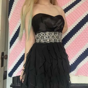 Arden B Black ruffled Jeweled strapless dress